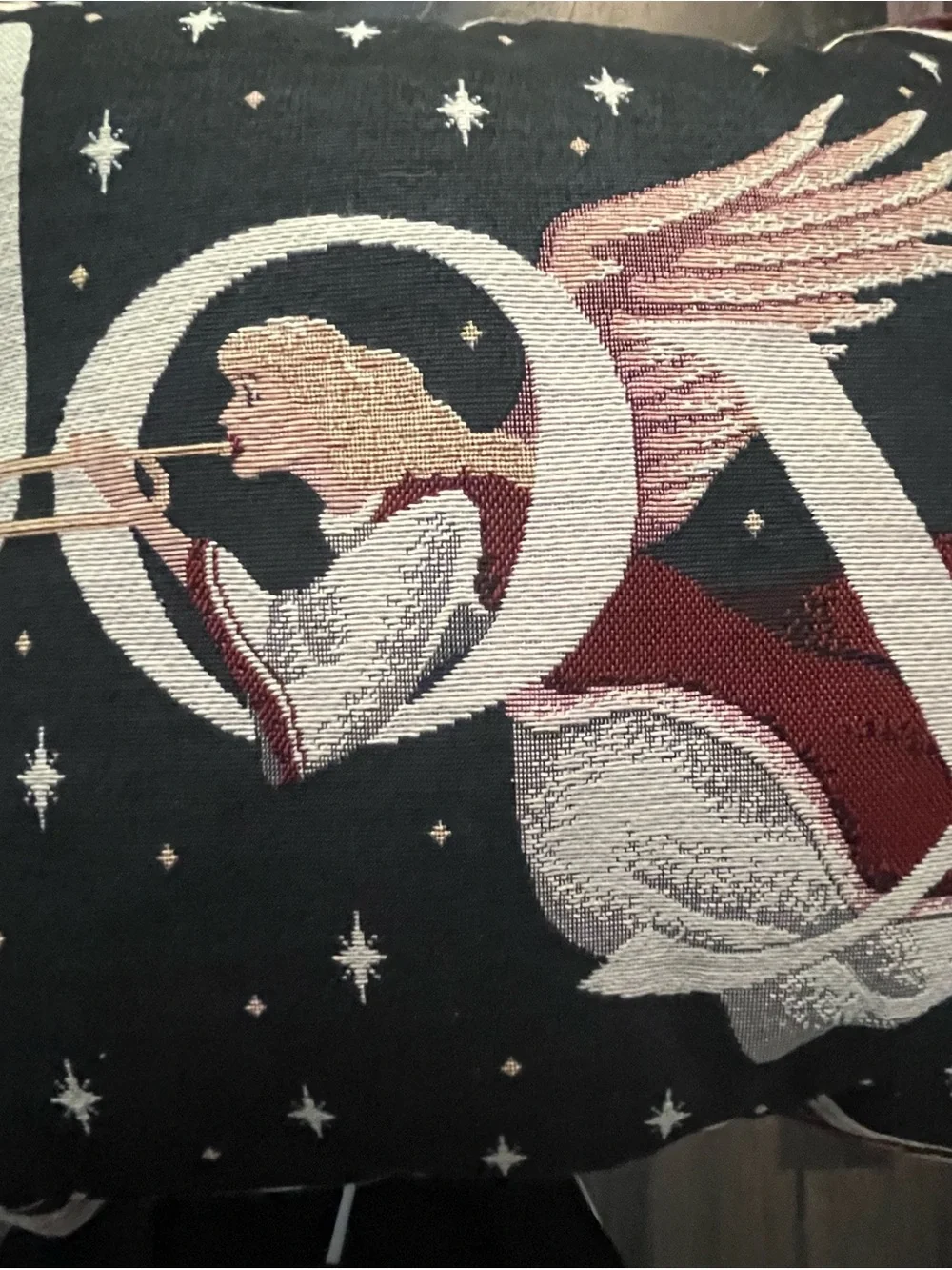 Portofino Angel Tapestry Throw Pillow Cherub Trumpet Decorative Pillow 18x18